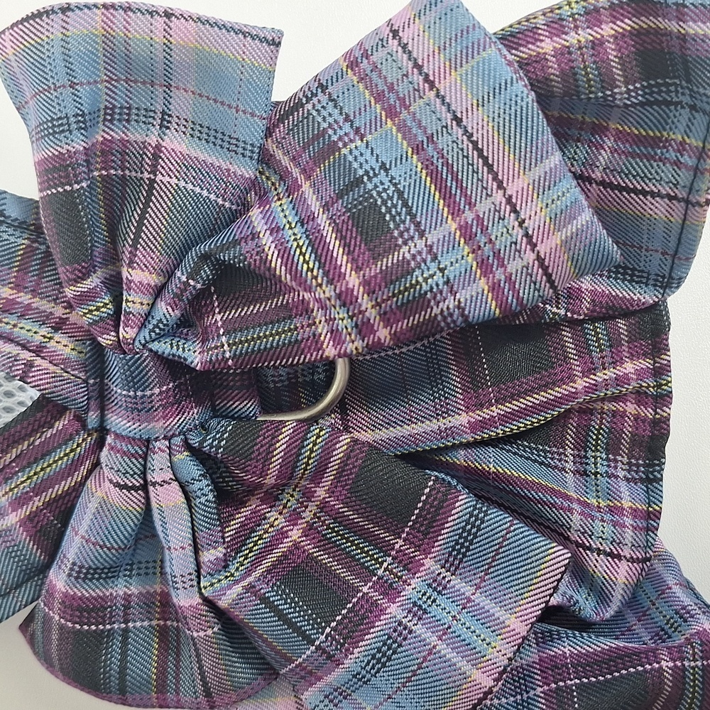 Plaid Bow Dress Dog Cat Harness Leash Set - Picture 4 of 11